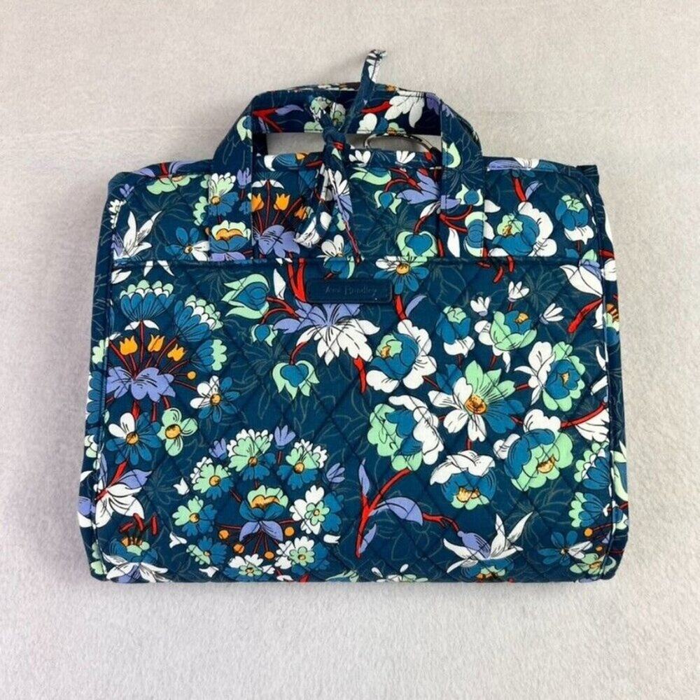 Vera Bradley Grand Hanging Organizer Floral Bursts Makeup Bag Blue - Picture 8 of 12